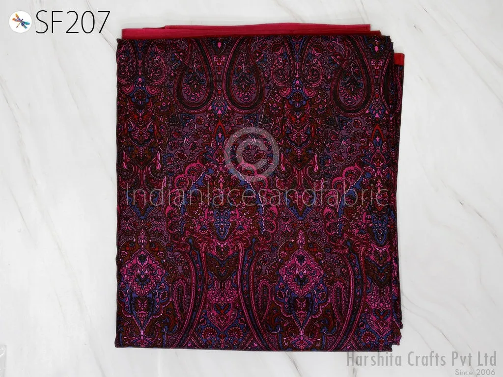 Wine Indian Saree Soft Pure Printed Silk By The Yard Fabric Wedding Dresses Bridesmaid Party Costume Curtains Crafting Sewing Dupatta Scarf