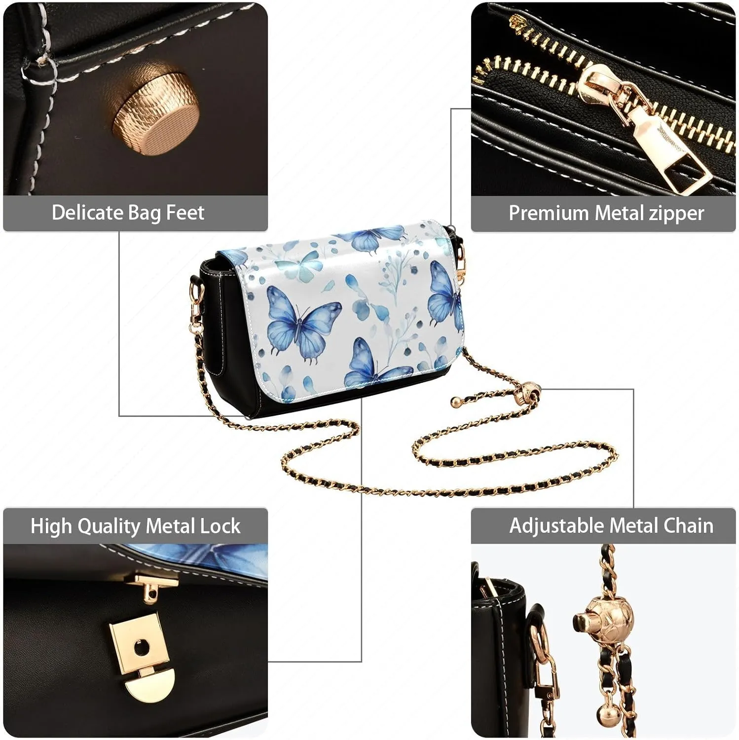 Wolf Colourful with Stars and Trees Women Crossbody Shoulder Bag, Leather Bags for Women Trendy