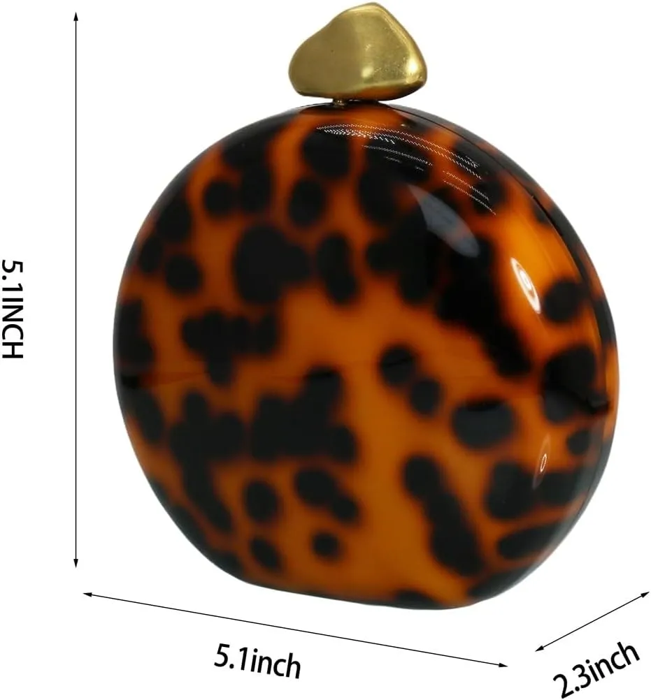 Women Acrylic Round Shape Crossbody Purse Chain Straps for Handbags Clutch with Marble Effect for Prom Cocktail