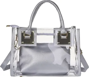 Women Clear Handbags 2 in 1 Jelly Tote Purse Transparent Messenger Shoulder Crossbody Bag