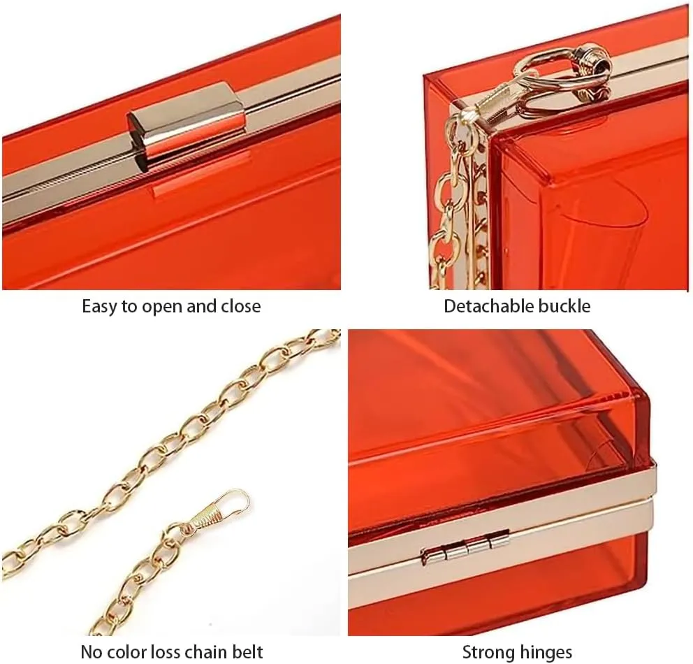 Women Clear Purse, Acrylic Evening Clutch Bag, Women Clear Purse Bag,Transparent Crossbody Shoulder Handle Handbag
