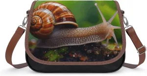 Women Crossbody Bags Wildlife Animal Snail Leather Shoulder Bag With Adjustable Strap Fashion Shoulder Cross Body Purse Multiple Commuter Bag