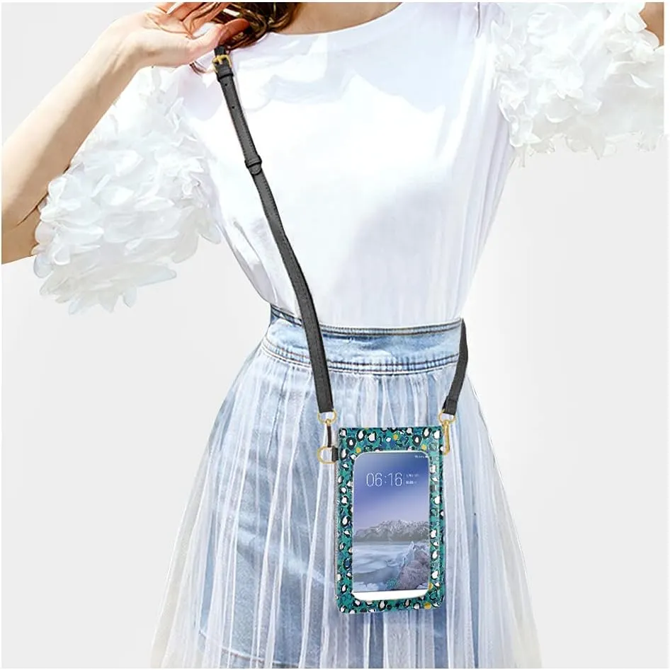 Women Crossbody Phone bag Change Purse with Clear Winder PU Leather Cellphone Pouch for Thanksgiving