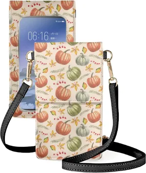 Women Crossbody Phone bag Change Purse with Clear Winder PU Leather Cellphone Pouch for Thanksgiving