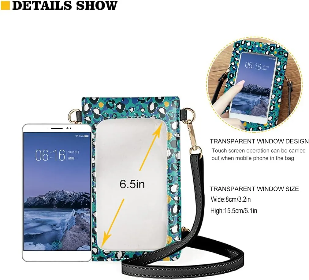 Women Crossbody Phone bag Change Purse with Clear Winder PU Leather Cellphone Pouch for Thanksgiving