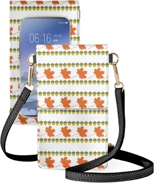Women Crossbody Phone bag Change Purse with Clear Winder PU Leather Cellphone Pouch for Thanksgiving