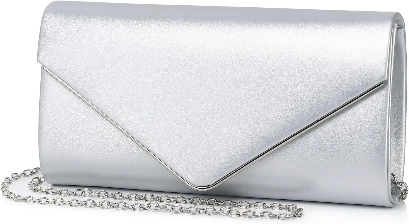 Women Evening Bag Vegan Leather Clutch Purse Shoulder Crossbody Envelope Bag for Party Wedding Prom Bridal
