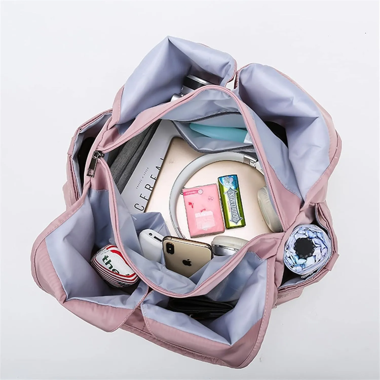 women Fitness For Gym Yoga Training Bags Outdoor Travel Storage Handbag Sport Duffel Luggage Tote Bag (Sweet Pink)