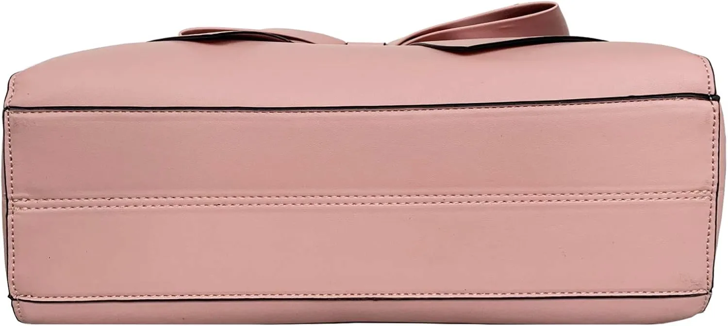 Women Handbag 2 Pcs Set Big Bow-Knot PU Leather Top Handle Bag Designer Tote Bag Clutch Wallet Set for Ladies