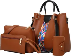 Women Handbag Set Top Handle Bag Soft PU Leather Tote Satchel Shoulder Clutch Bag Purse Wallet