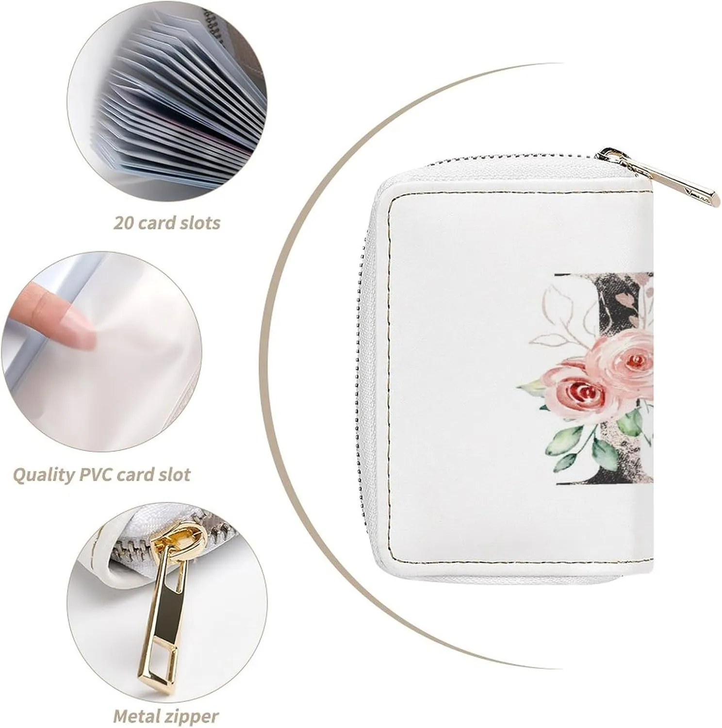 Women Leather wallet, Zipper Clutch Pouch Handbag Card Holder Coin Purse