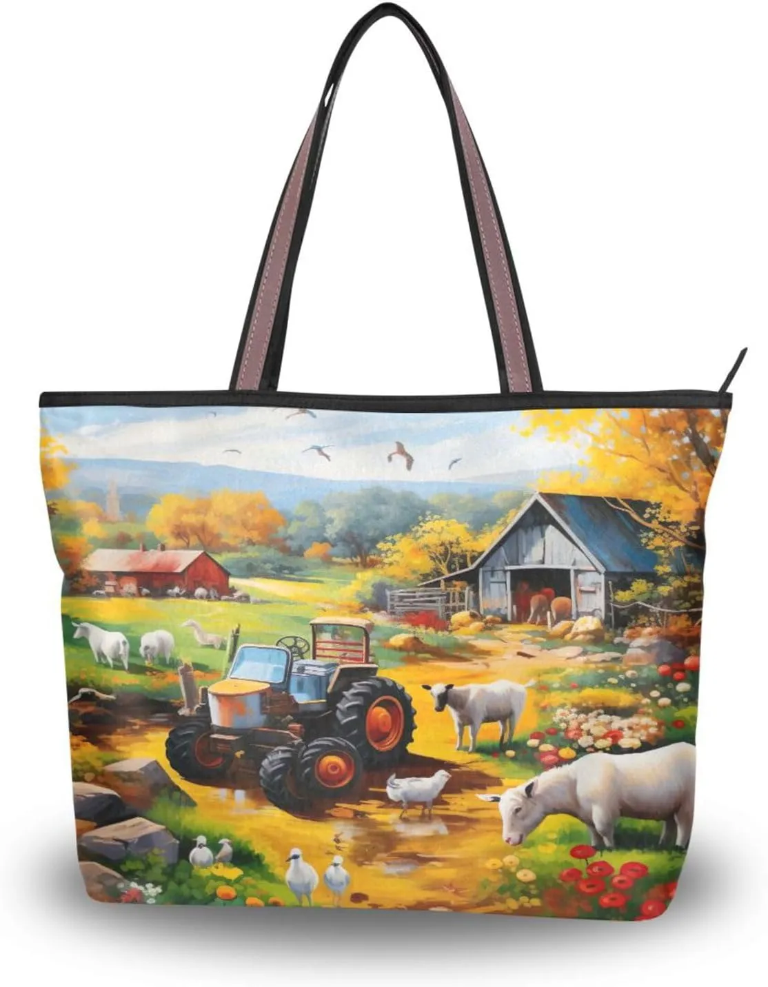 Women Tote Bags Farmhouse Ox Top Handle Satchel Handbags Shoulder Bag for Shopping 20853131