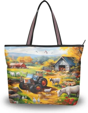 Women Tote Bags Farmhouse Ox Top Handle Satchel Handbags Shoulder Bag for Shopping 20853131