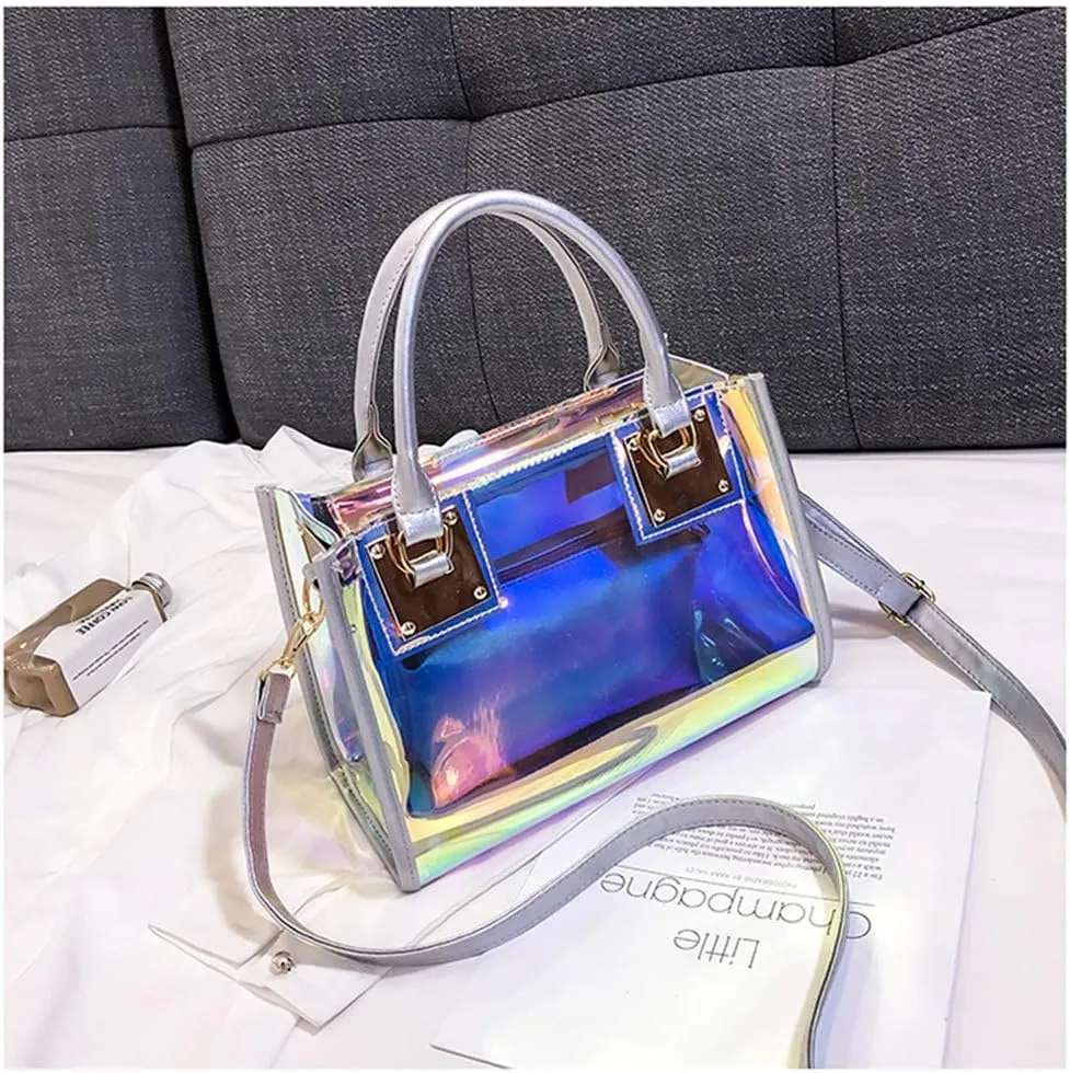 Women Transparent Shoulder Crossbody Bag, 2 in 1 Designer Fashion Handbag Purse