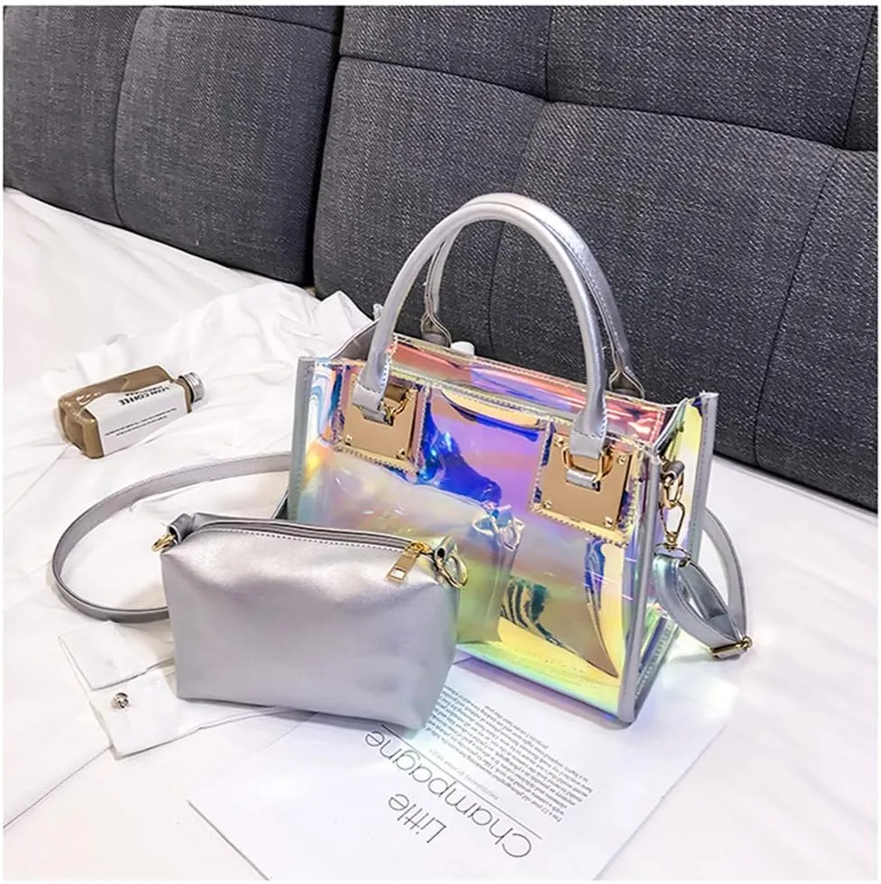 Women Transparent Shoulder Crossbody Bag, 2 in 1 Designer Fashion Handbag Purse