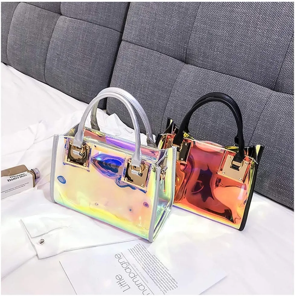 Women Transparent Shoulder Crossbody Bag, 2 in 1 Designer Fashion Handbag Purse