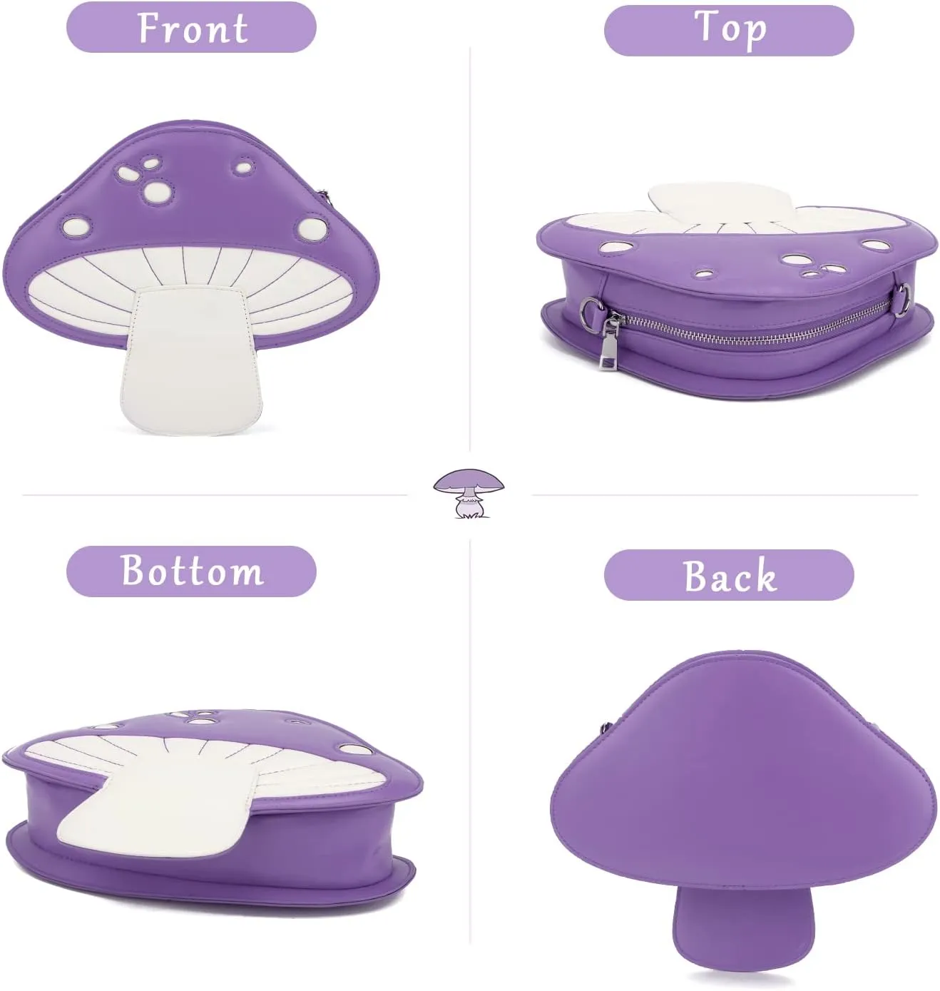Women Unique Cute Mushroom Shaped Crossbody Purse Bags Small Lovely Shoulder Bags