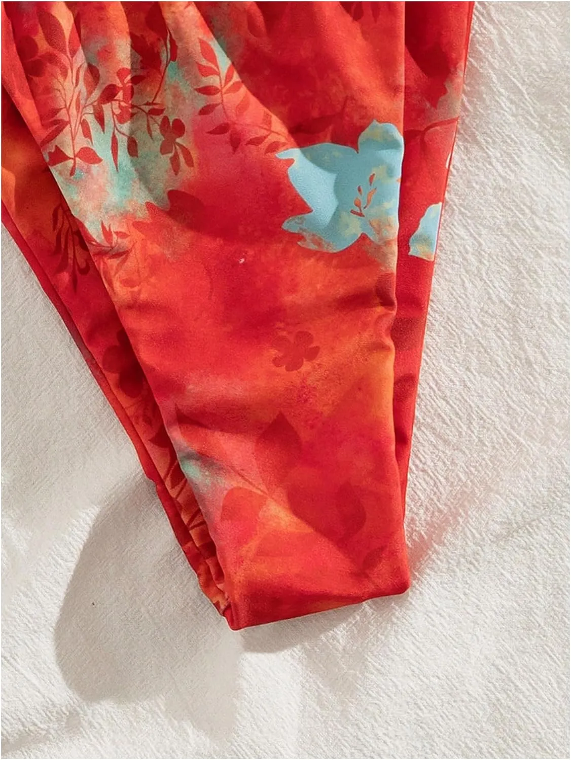Women's 2 Piece Floral Tropical Print Bikini Set Boho Triangle Bathing Suit Tie Backless Swimsuit Sets