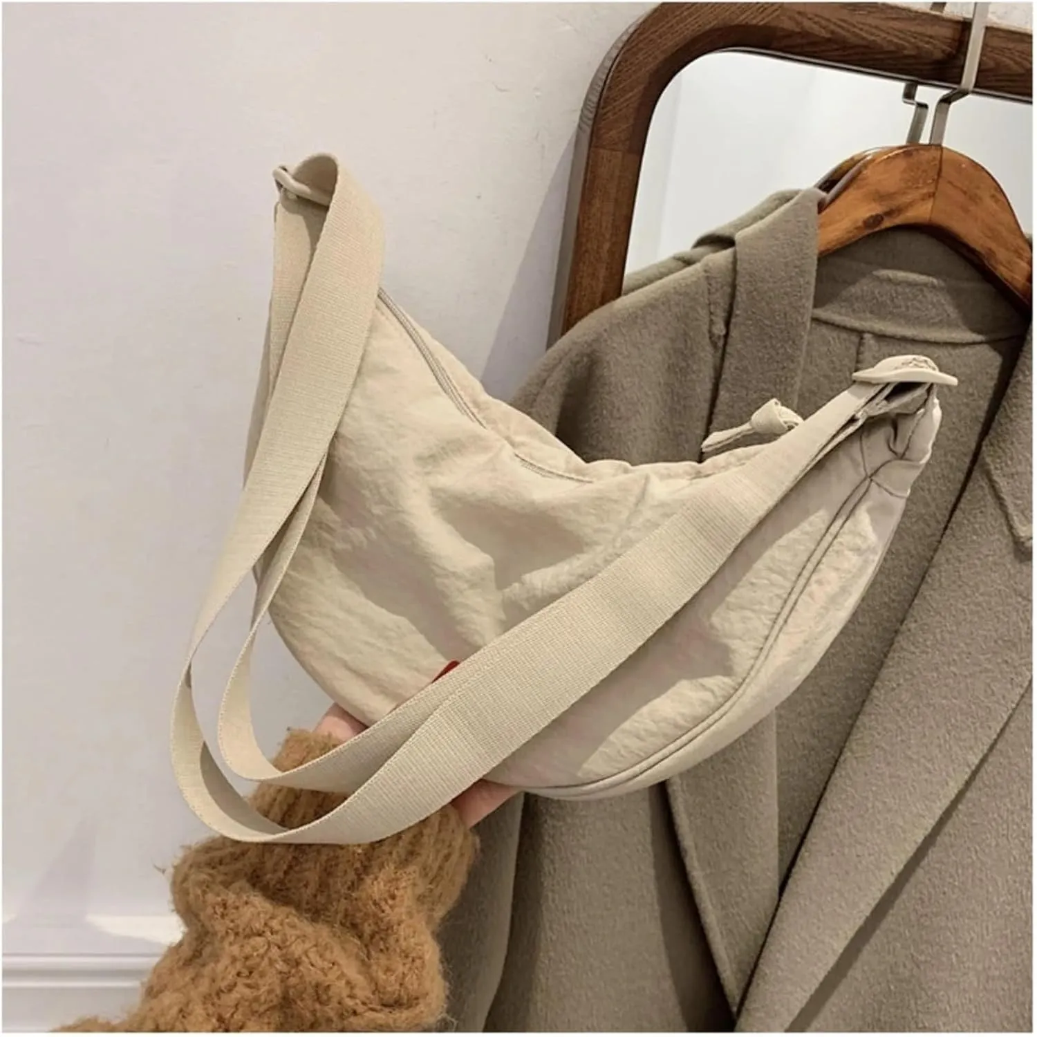 Women's Casual Nylon Crossbody Bag, Lightweight Waterproof Shoulder Tote Bag with Multiple Pockets