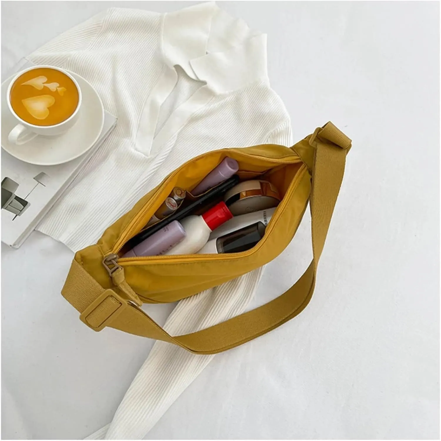 Women's Casual Nylon Crossbody Bag, Lightweight Waterproof Shoulder Tote Bag with Multiple Pockets