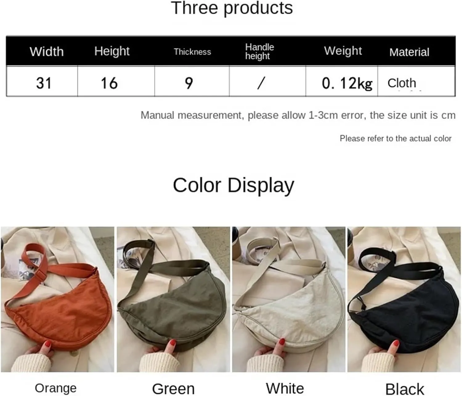 Women's Casual Nylon Crossbody Bag, Lightweight Waterproof Shoulder Tote Bag with Multiple Pockets