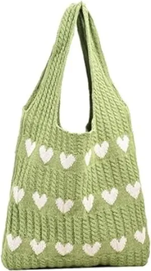 Women's Crochet Tote Bags Boho Tote Bags Heart-shaped Beach Handbags Knit Vacation Aesthetic Casual Love Hobo Bags