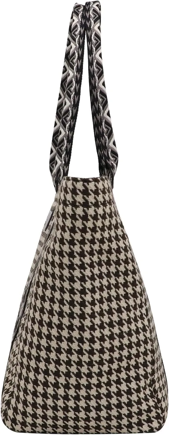 Women's Fabric Knit Printed Webbing Tote Bag