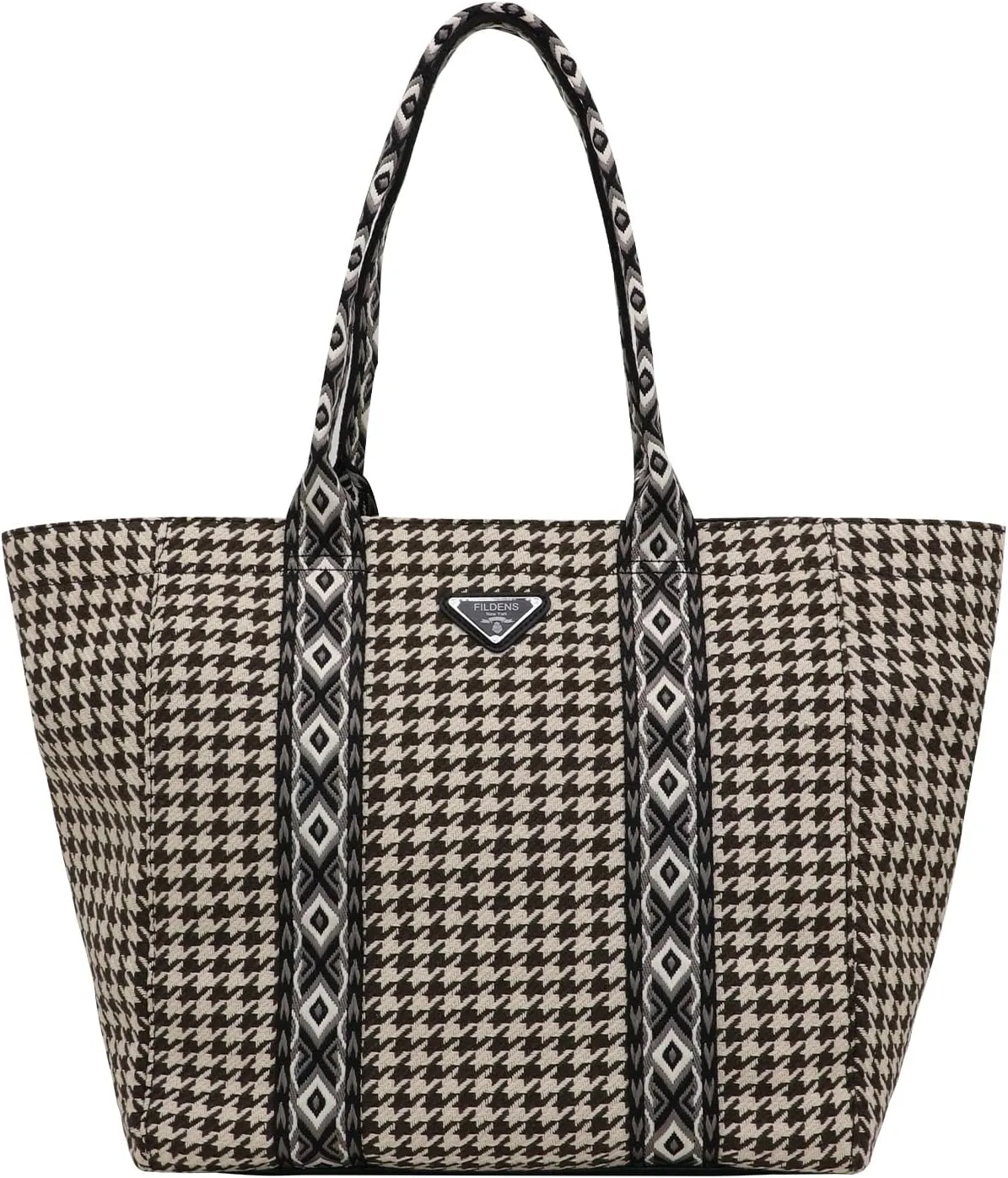 Women's Fabric Knit Printed Webbing Tote Bag