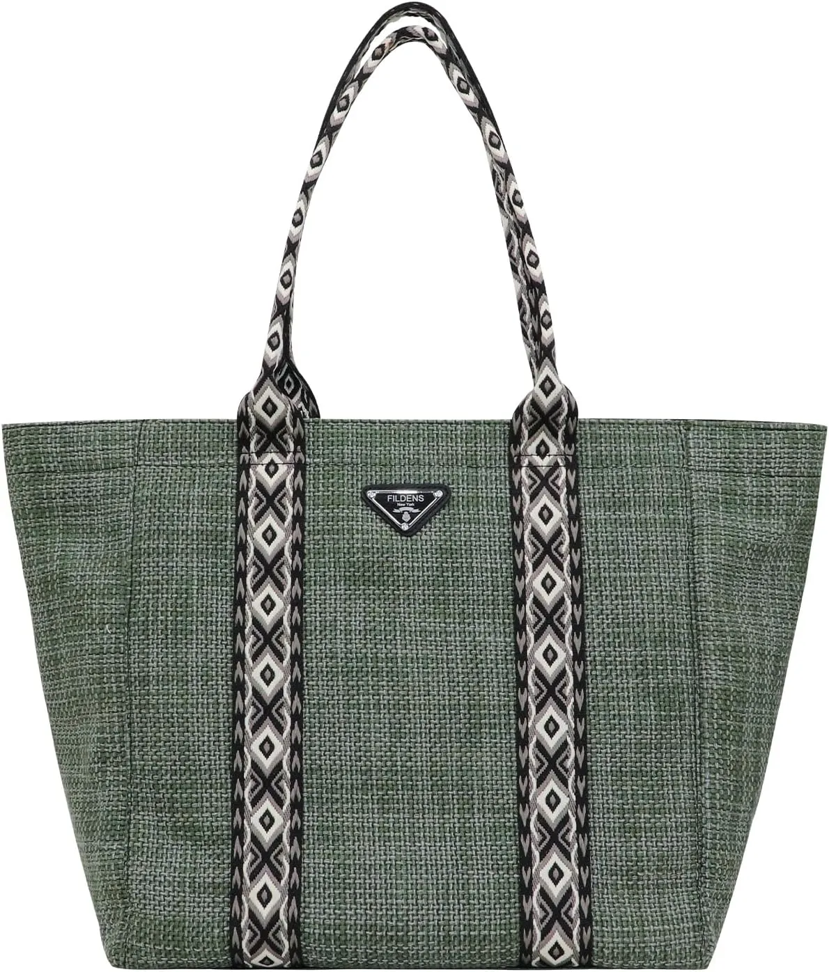 Women's Fabric Knit Printed Webbing Tote Bag