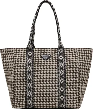 Women's Fabric Knit Printed Webbing Tote Bag