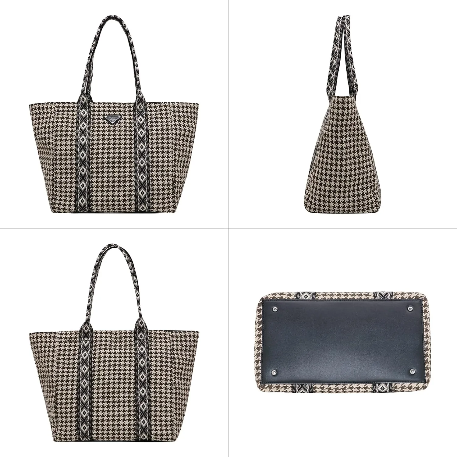 Women's Fabric Knit Printed Webbing Tote Bag