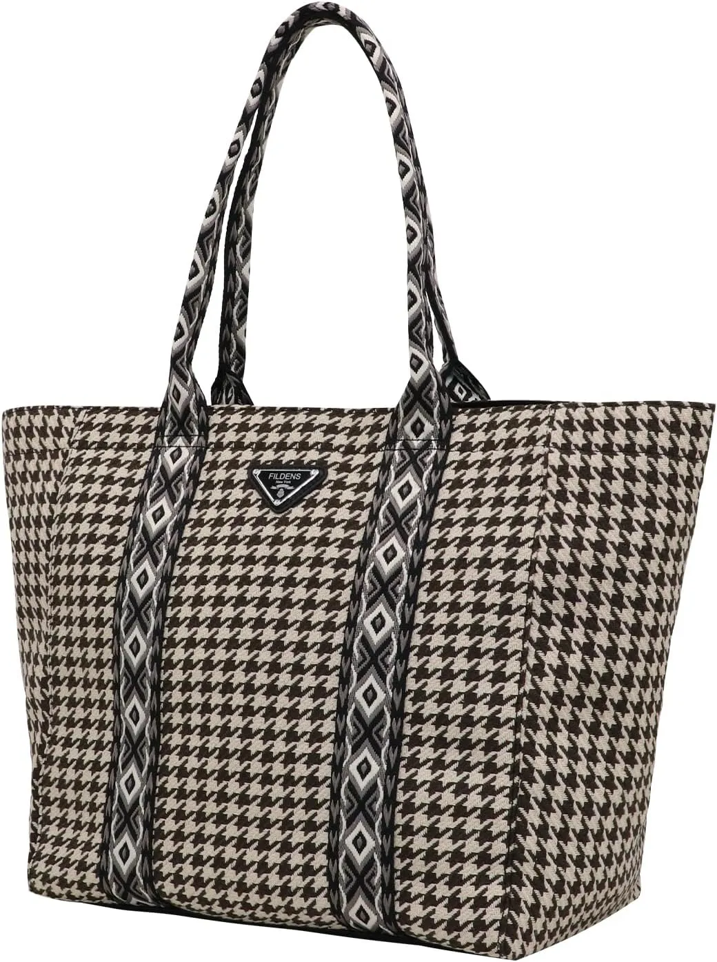 Women's Fabric Knit Printed Webbing Tote Bag