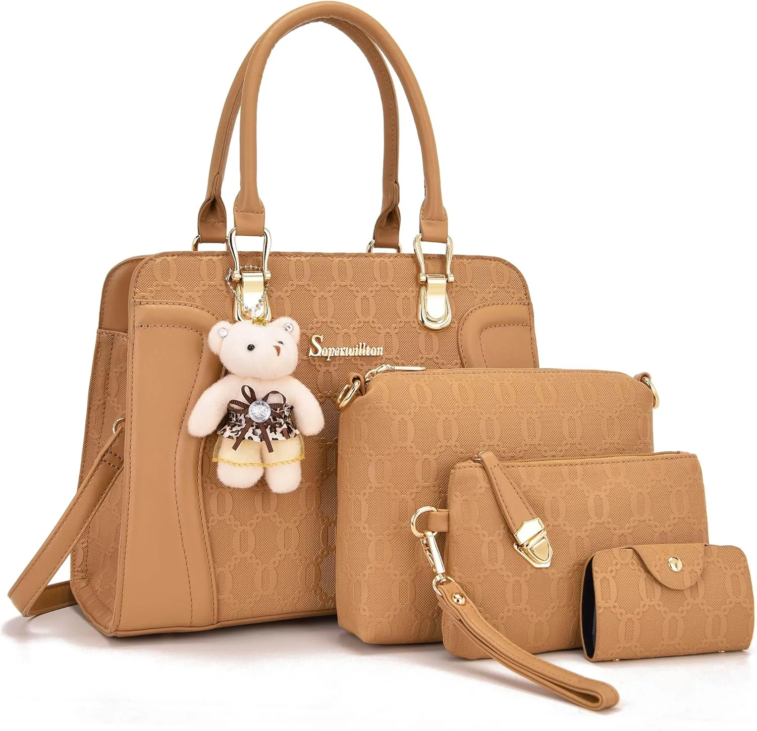 Women's Fashion Handbags Tote Bags Shoulder Bag Top Handle Satchel Purse Set 4pcs
