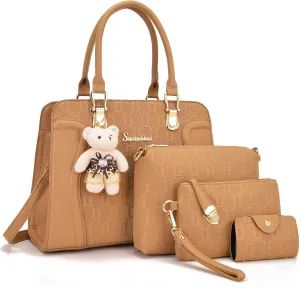 Women's Fashion Handbags Tote Bags Shoulder Bag Top Handle Satchel Purse Set 4pcs