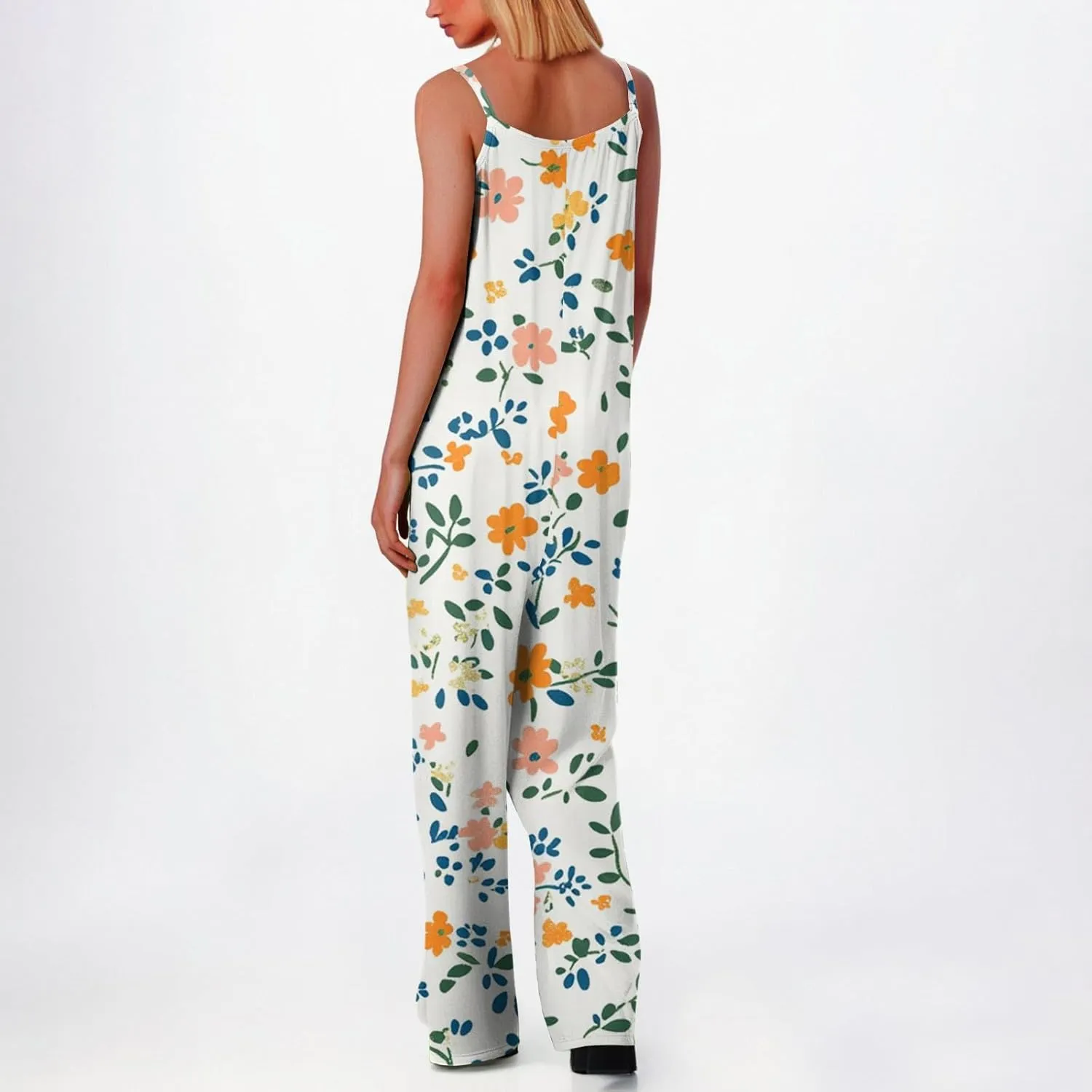 Women's Floral Print Jumpsuits Summer 2025 Casual Beach Vacation Clothes for Women S to 2XL