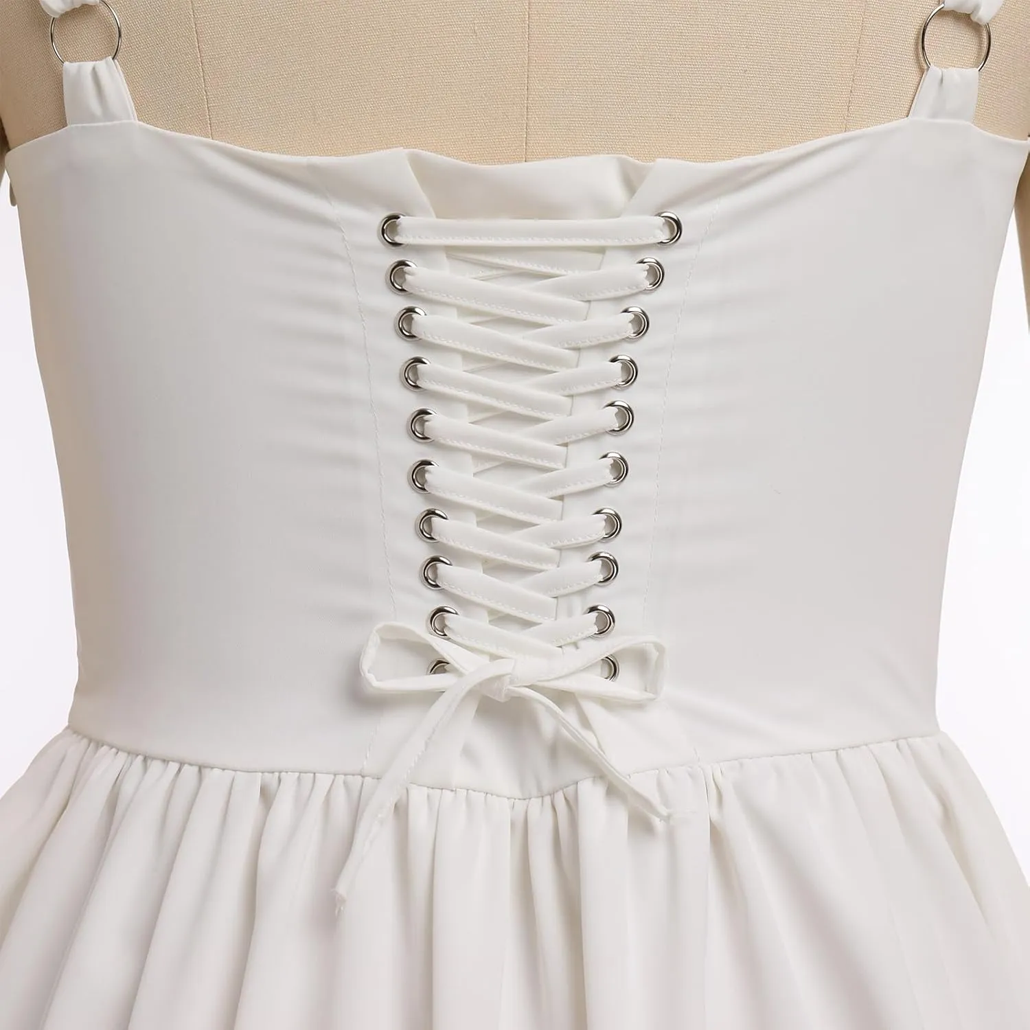 Women’s Floral Printed Corset Dress Spaghetti Strap Flare Summer Midi Dress Lace Trim Cami Dress Flowy Sundress