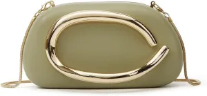 Women's Leather Evening Clutch Purse Crossbody Bag Trendy Wedding Party Clutch, Detachable Strap for Bridesmaid Cocktail
