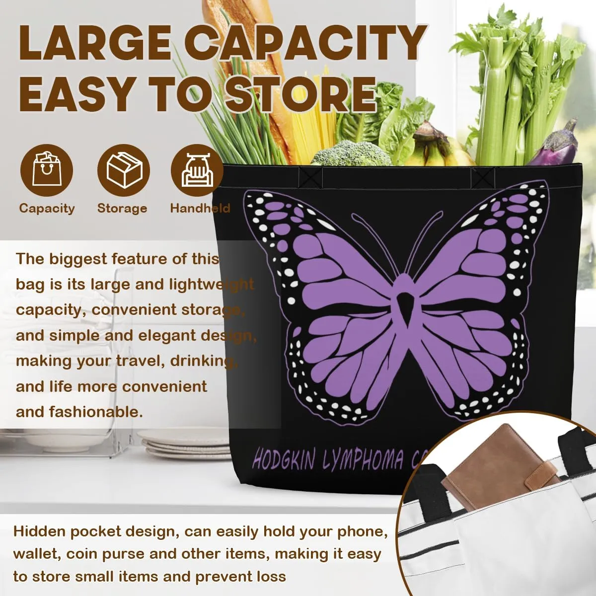 Women's Men Large Kitchen Reusable Grocery Bags Shoulder Bags With Zipper Beach Shopping Bag for Outdoors