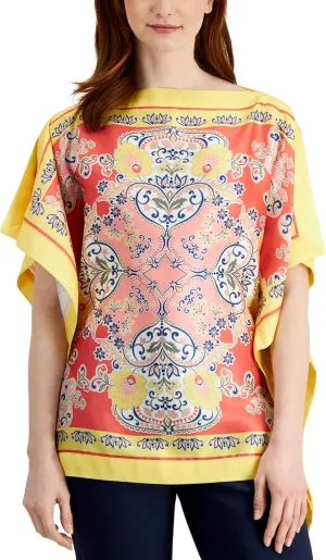 Womens Printed Poncho Top Starfish Combo M
