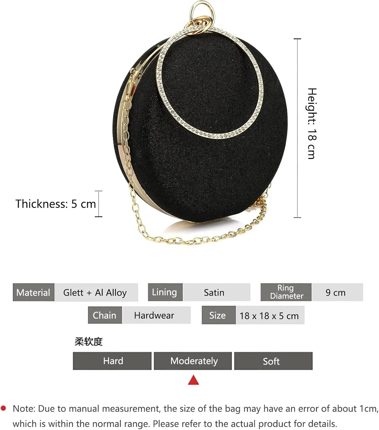 Women's Round Ball Clutch Rhinestone Ring Handle Designer Wristlets Handbag Purse Wedding Party Prom Evening Bag