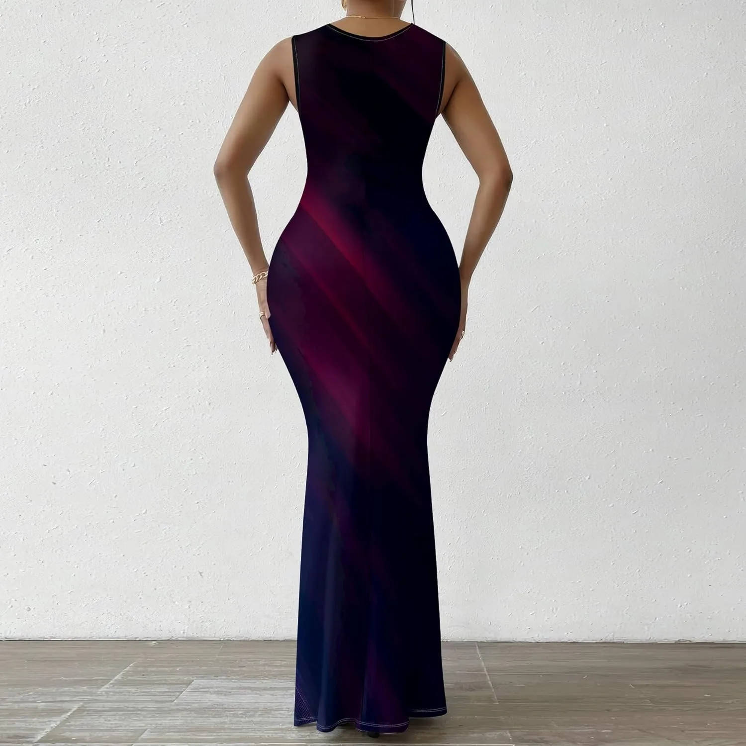 Women's Sexy V Neck Sleeveless Fitted Dress Elegant Curve Pencil Skirt Beach Party Sundress Festival Evening Dress