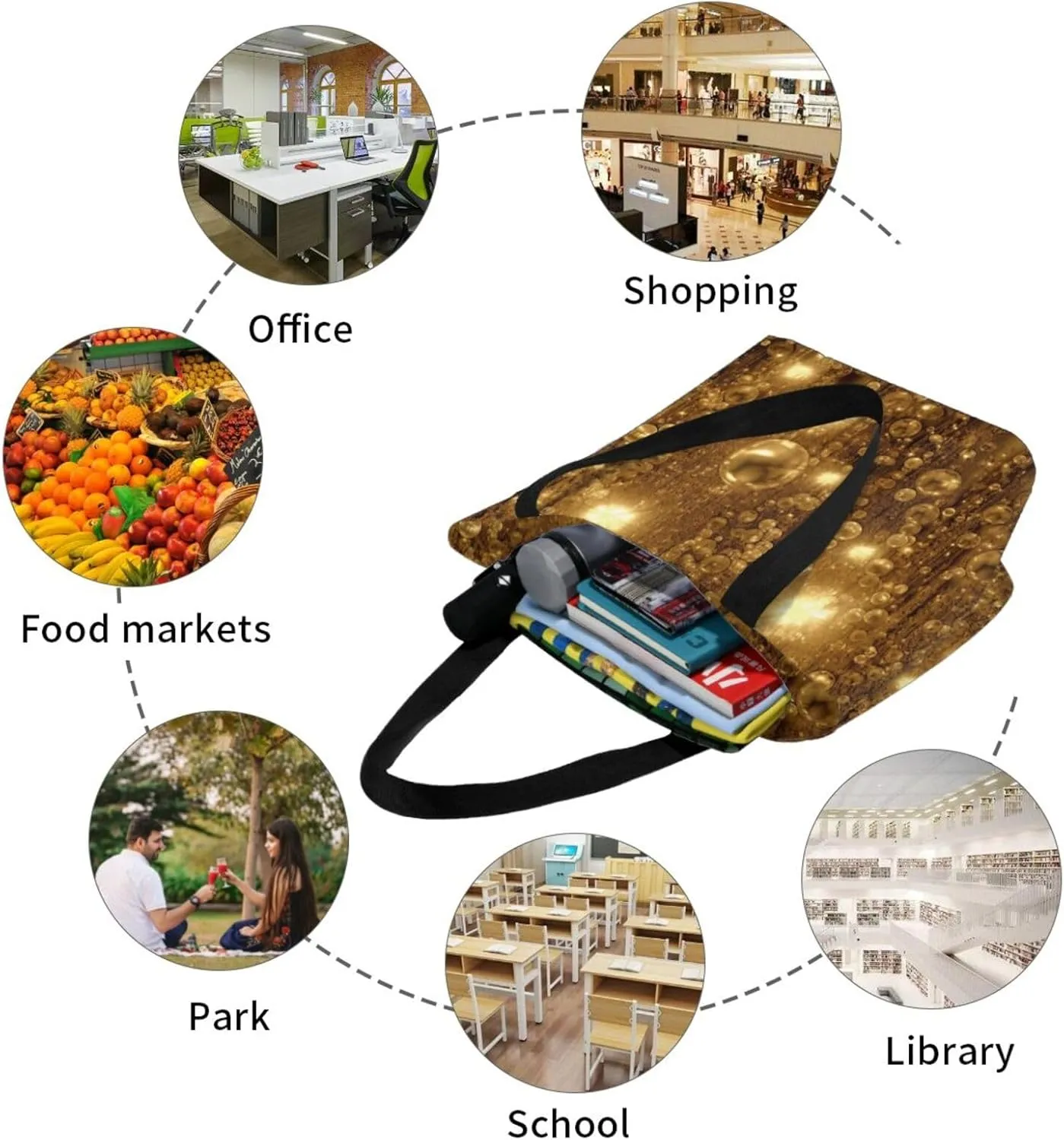 Women's Shoulder Bag with Karate Boy Vector Changeable Belt Color Printed Handbag Tote Bag Shopping Bags