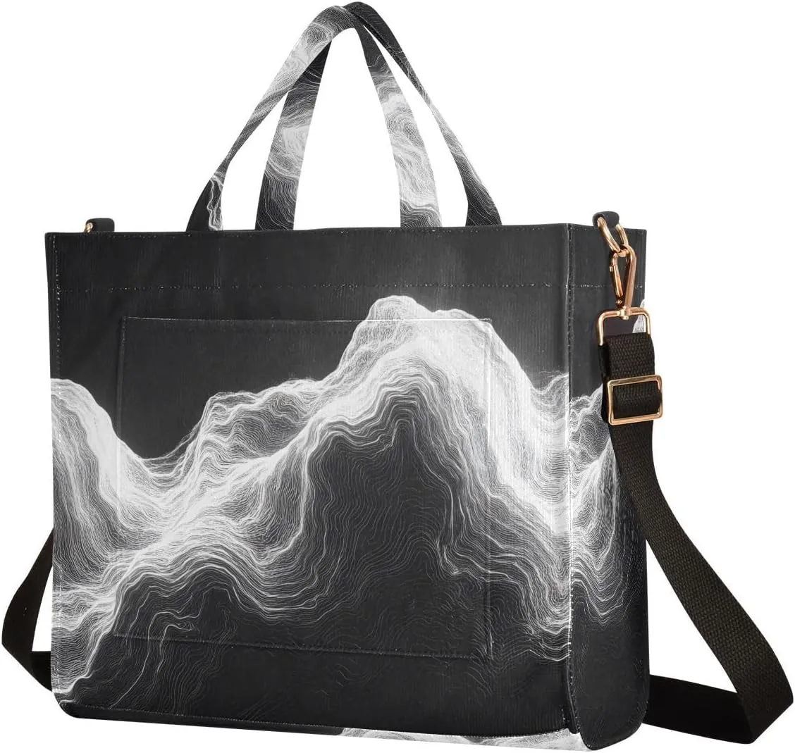 Women's Shoulder Handbags Black Fluid Print, Corduroy Tote Bag Large Capacity Small Size