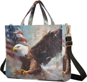Women's Shoulder Handbags Hawk American Print, Corduroy Tote Bag Large Capacity Small Size