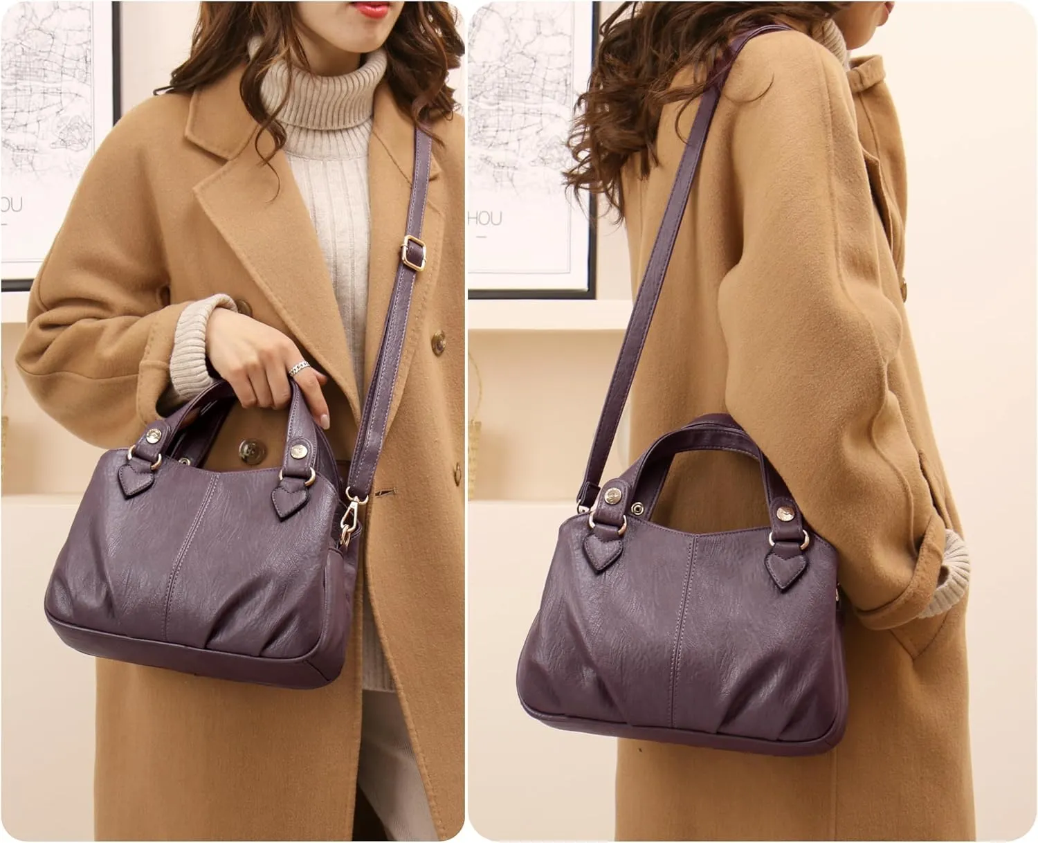 Women's Shoulder Handbags Zipper Closure Crossbody Bags Clutch Tote Purse Trendy Sling Bag For Women