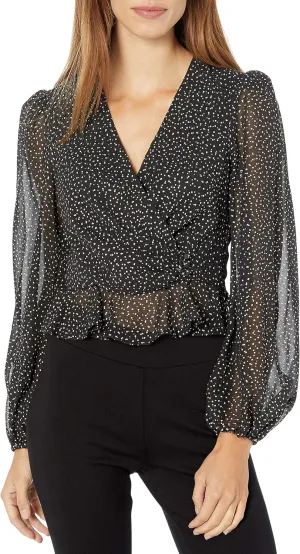 Women's Wrap Top Foil Printed Chiffon