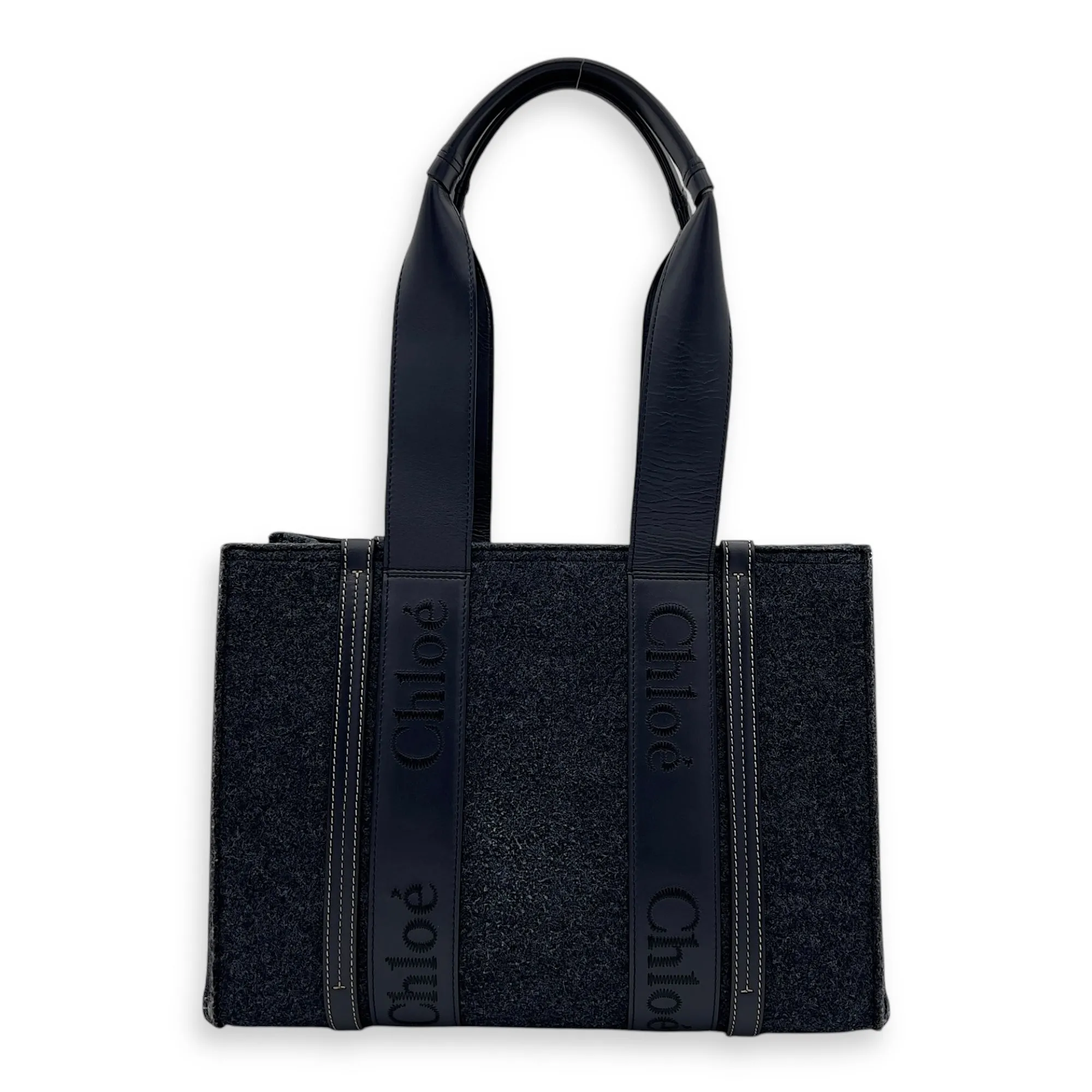 Woody Blue Tote Bag in Wool