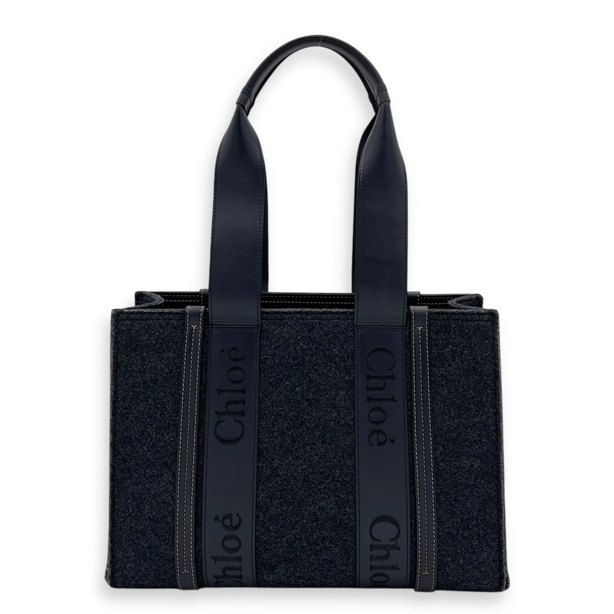 Woody Blue Tote Bag in Wool