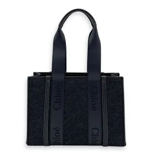 Woody Blue Tote Bag in Wool