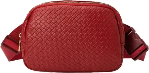 Woven Fanny Pack for Women Belt Bag with Zipper Crossbody Bags Waist Bag Sling Bag Handbag for Travel Running Hiking, Burgundy